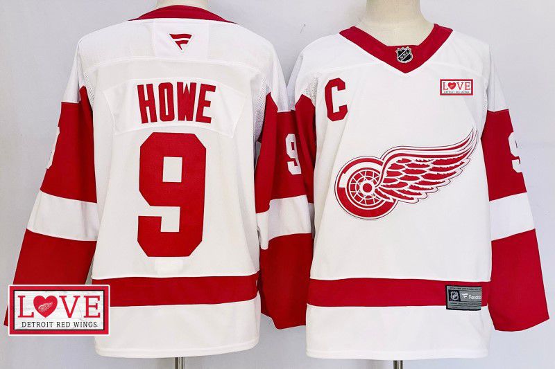 Men Detroit Red Wings #9 Howe White Fanatics 2025 NHL Jersey style 6